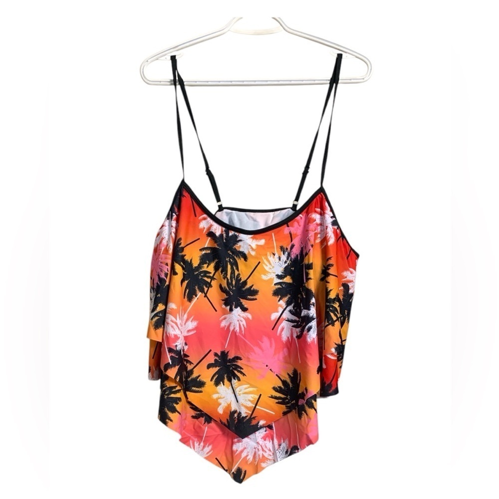 Unbranded Tankini Top w Vivid Tropical Colors, Adjustable Straps